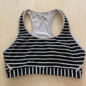 Athleta Black and White Striped Sports Bra Size S